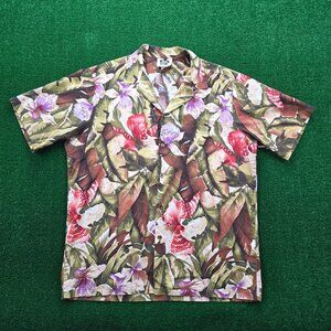 Hilo Hattie Shirt Mens‎ Large Floral Camp Button Up Hawaiian Aloha Beach Casual